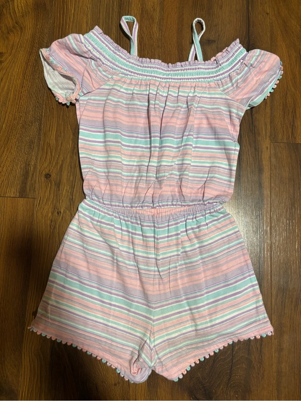 The Children’s Place Toddler Girls Striped Off the Shoulder Romper - 5t